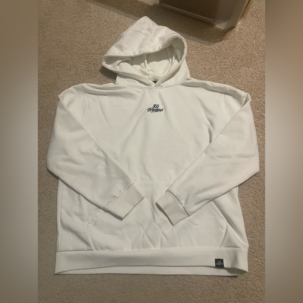 White Hoodie with Embroidered Logo